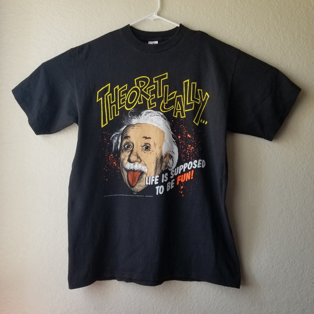 Vintage Albert Einstein Funny Black T-Shirt XL